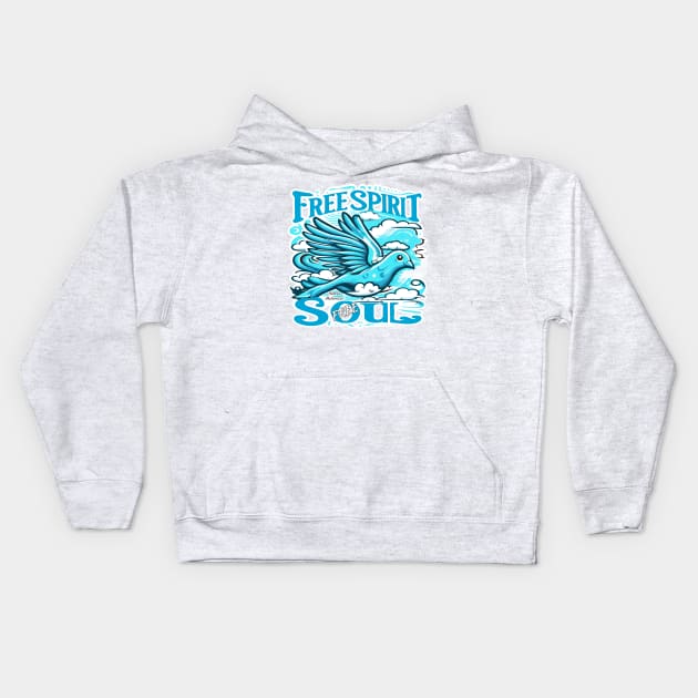 Sky Bird with Free Spirit and Free Soul Kids Hoodie by Andrea Matarazzo